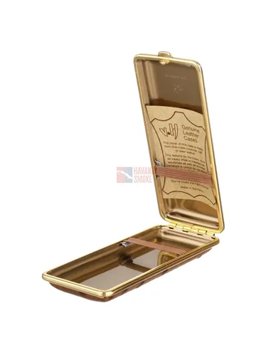 Портсигар Stoll на 14 сигарет, натуральная кожа, Коричневый страус