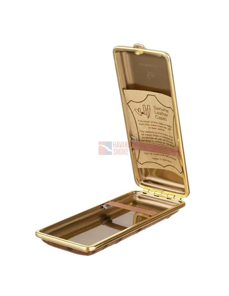 Портсигар Stoll на 14 сигарет, натуральная кожа, Коричневый страус