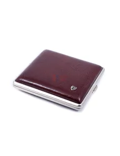 Портсигар Stoll на 18 сигарет, натуральная кожа, Бургунди