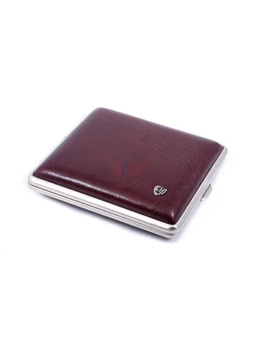 Портсигар Stoll на 18 сигарет, натуральная кожа, Бургунди