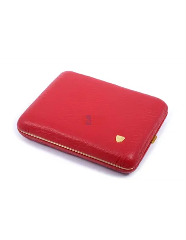 Портсигар Stoll на 18 сигарет, натуральная кожа, Красный олень