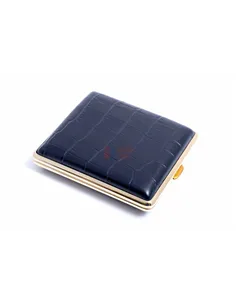 Портсигар Stoll на 18 сигарет, натуральная кожа, Синий крокодил