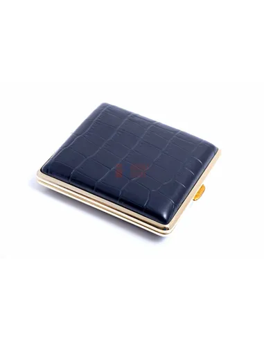 Портсигар Stoll на 18 сигарет, натуральная кожа, Синий крокодил