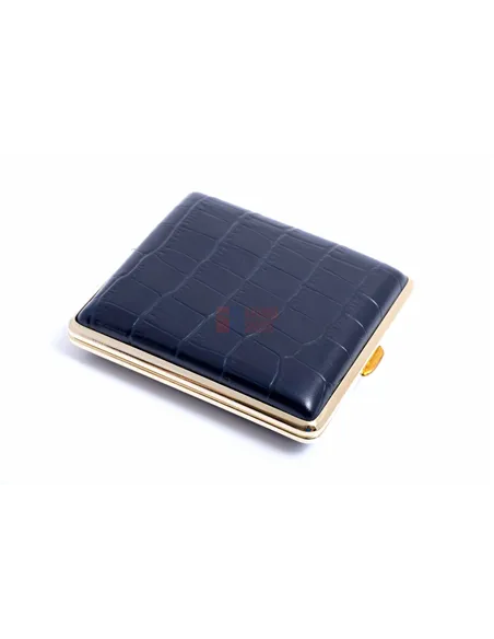 Портсигар Stoll на 18 сигарет, натуральная кожа, Синий крокодил