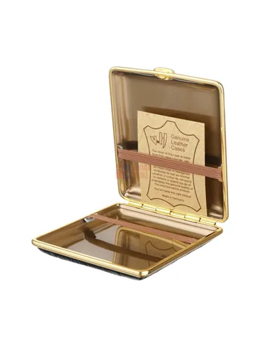 Портсигар Stoll на 18 сигарет, натуральная кожа, Синий крокодил