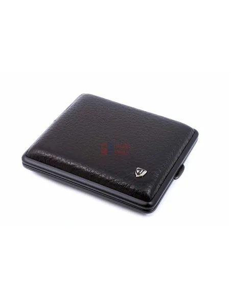 Портсигар Stoll на 18 сигарет, натуральная кожа, Черный олень