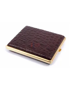 Портсигар Stoll на 26 сигарет, натуральная кожа, Коричневый крокодил