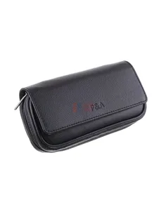 Сумка P&A для 2 трубок и табака, натуральная кожа, подарочная упаковка, черная