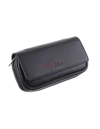 Сумка P&A для 2 трубок и табака, натуральная кожа, подарочная упаковка, черная