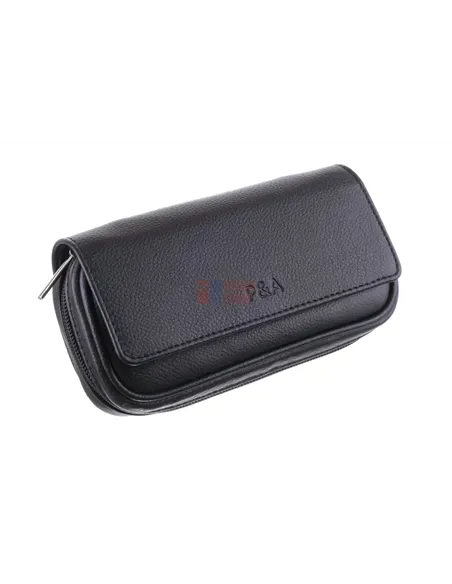 Сумка P&A для 2 трубок и табака, натуральная кожа, подарочная упаковка, черная