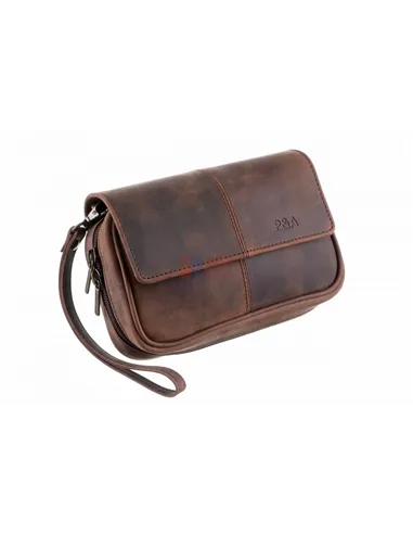 Сумка P&A для 3 трубок и табака, натуральная буйволиная кожа, подарочная упаковка