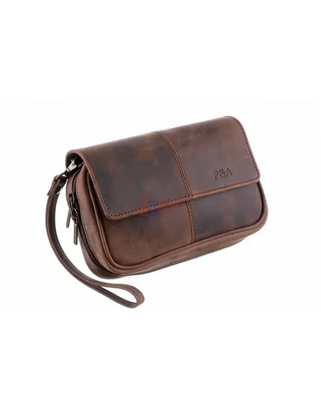 Сумка P&A для 3 трубок и табака, натуральная буйволиная кожа, подарочная упаковка