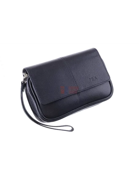 Сумка P&A для 3 трубок и табака, натуральная кожа, подарочная упаковка, черная