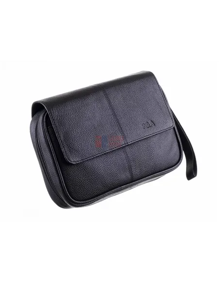 Сумка P&A для 4 трубок и табака, натуральная кожа, подарочная упаковка, черная