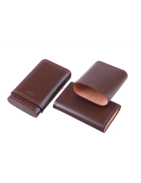 Чехол P&A на 4 сигары Робусто, натуральная кожа и кедр S202-Brown