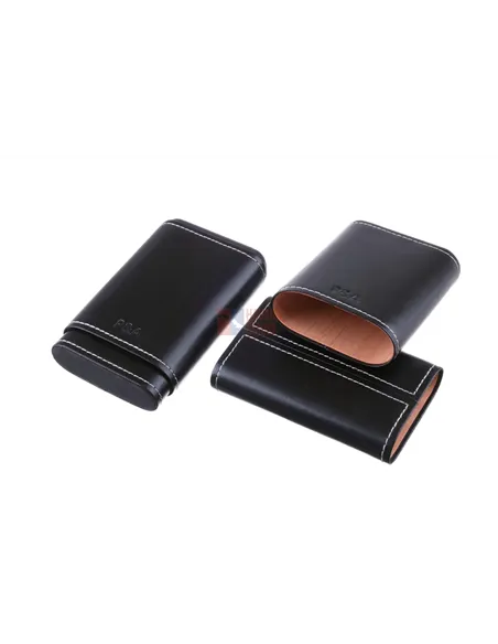 Чехол P&A на 4 сигары Робусто, натуральная кожа и кедр S202 Black