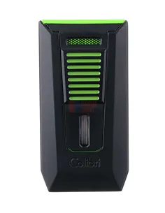 Зажигалка сигарная Colibri Slide (двойное пламя), черно-зеленая-LI850T16