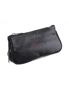 Сумка Ser Jacopo для 2 трубок и табака, натуральная кожа Наппа, подарочная упаковка B06-Black