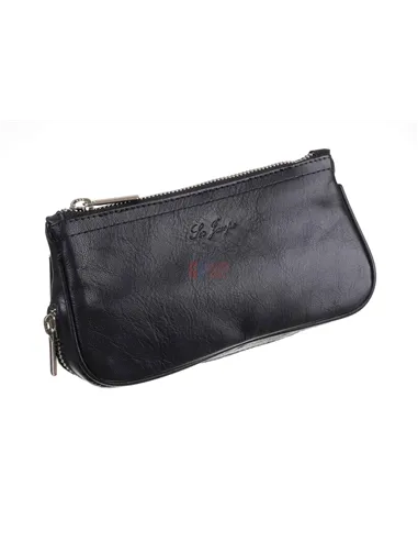 Сумка Ser Jacopo для 2 трубок и табака, натуральная кожа Наппа, подарочная упаковка B06-Black