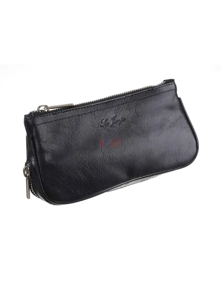 Сумка Ser Jacopo для 2 трубок и табака, натуральная кожа Наппа, подарочная упаковка B06-Black