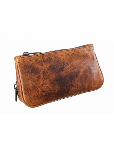 Сумка Ser Jacopo для 2 трубок и табака, натуральная кожа, подарочная упаковка B06-Brown