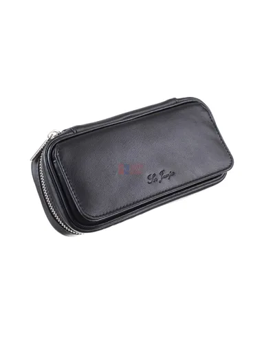 Сумка Ser Jacopo для 2 трубок и табака, натуральная кожа Наппа, подарочная упаковка B030-Black
