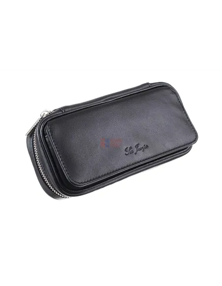 Сумка Ser Jacopo для 2 трубок и табака, натуральная кожа Наппа, подарочная упаковка B030-Black
