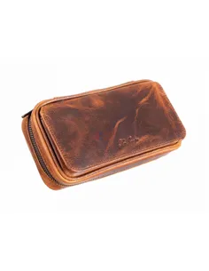 Сумка Ser Jacopo для 2 трубок и табака, натуральная кожа, подарочная упаковка B030-Brown