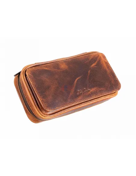 Сумка Ser Jacopo для 2 трубок и табака, натуральная кожа, подарочная упаковка B030-Brown