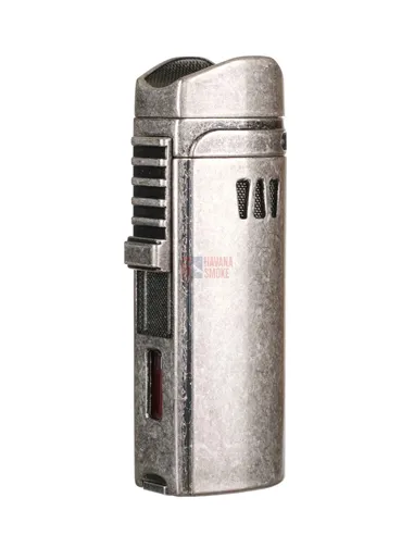 Зажигалка сигарная Passatore, тройное пламя, с пробойником и сигарным ложементом, серебристый антик 234-552
