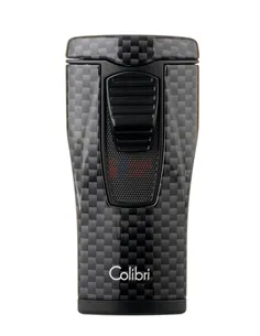 Зажигалка сигарная Colibri Monaco (тройное пламя), черный карбон LI880T10