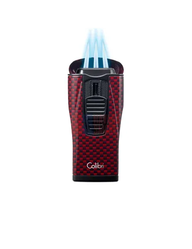 Зажигалка сигарная Colibri Monaco (тройное пламя), красный карбон LI880T12
