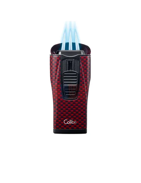 Зажигалка сигарная Colibri Monaco (тройное пламя), красный карбон LI880T12