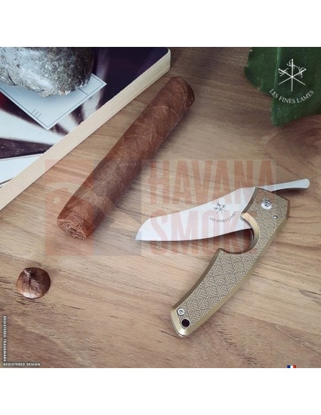 Сигарный&nbsp;нож&nbsp;Le&nbsp;Petit&nbsp;Brass Leaf - купить в интернет-магазине Havana Smoke