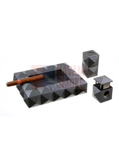 Зажигалка настольная Colibri Quasar, тройное турбопламя, Оружейная сталь LI710T3 - купить в интернет-магазине Havana Smoke