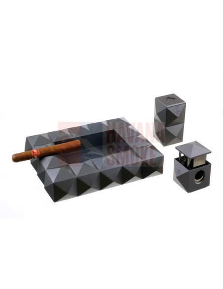 Зажигалка настольная Colibri Quasar, тройное турбопламя, Оружейная сталь LI710T3 - купить в интернет-магазине Havana Smoke