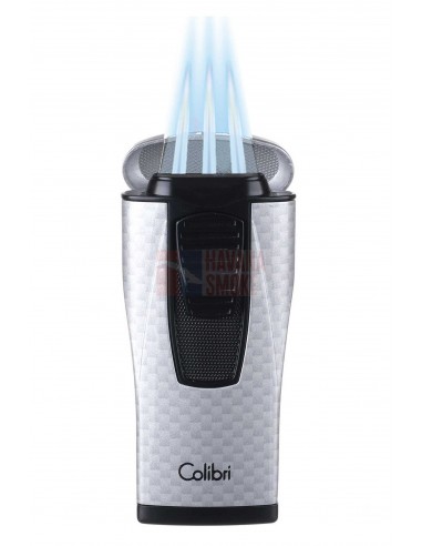 Зажигалка сигарная Colibri Monaco (тройное пламя), серебристый карбон - купить в интернет-магазине Havana Smoke