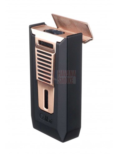 Зажигалка сигарная Colibri Slide (двойное пламя), черная-розовое золото LI850T13 - купить в интернет-магазине Havana Smoke