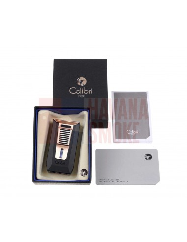 Зажигалка сигарная Colibri Slide (двойное пламя), черная-розовое золото LI850T13 - купить в интернет-магазине Havana Smoke