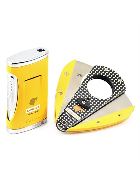 Подарочный набор - зажигалка+гильотина - Cohiba & Xikar