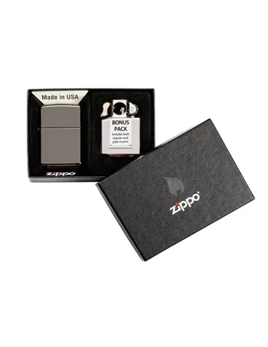             29789 Подарочный набор Zippo (ветроустойчивая заж. Black Ice и вставной блок для зажиг. д/трубок