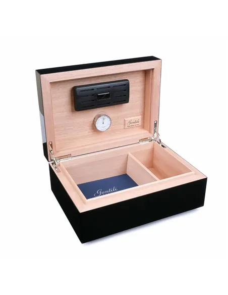 Хьюмидор Gentili Fumatore Argento на 50 сигар, Черный лак