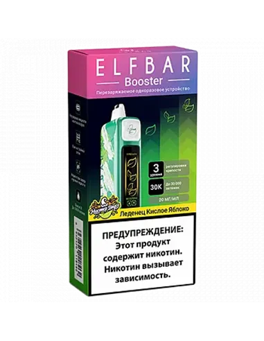 POD система Elf Bar - Booster 30.000 - Леденец кислое яблоко - 2% - (1 шт.)