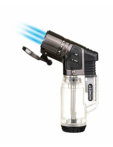 Зажигалка сигарная Honest, тройное пламя, прозрачная