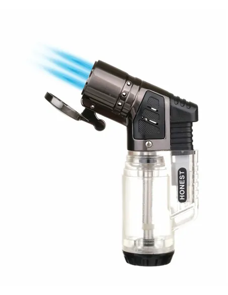 Зажигалка сигарная Honest, тройное пламя, прозрачная