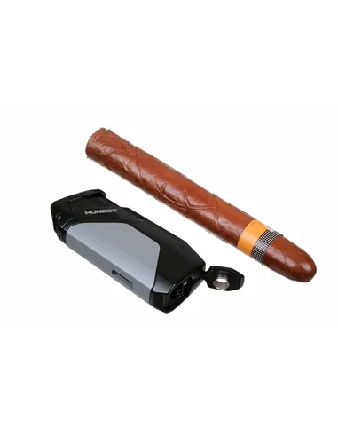 Зажигалка сигарная Honest, двойное пламя, с пробойником, синяя