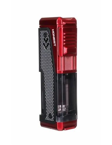 Зажигалка сигарная Honest, четверное пламя, с пробойником и сигарным ложементом, красная