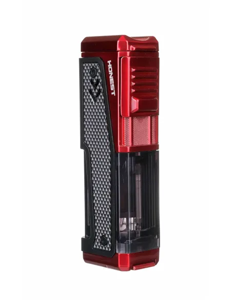 Зажигалка сигарная Honest, четверное пламя, с пробойником и сигарным ложементом, красная