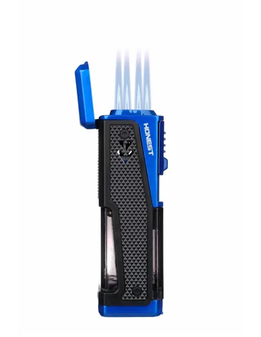 Зажигалка сигарная Honest, четверное пламя, с пробойником и сигарным ложементом, синяя