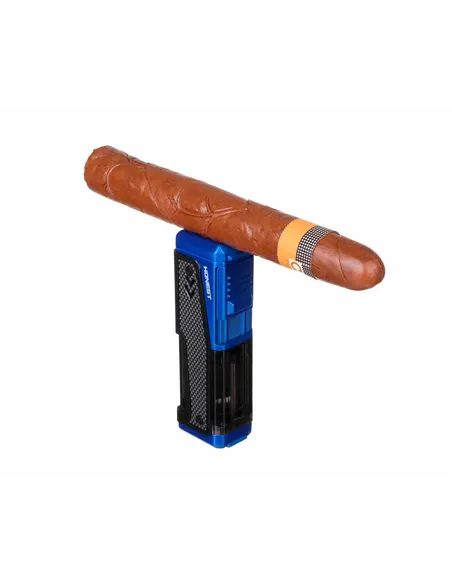 Зажигалка сигарная Honest, четверное пламя, с пробойником и сигарным ложементом, синяя